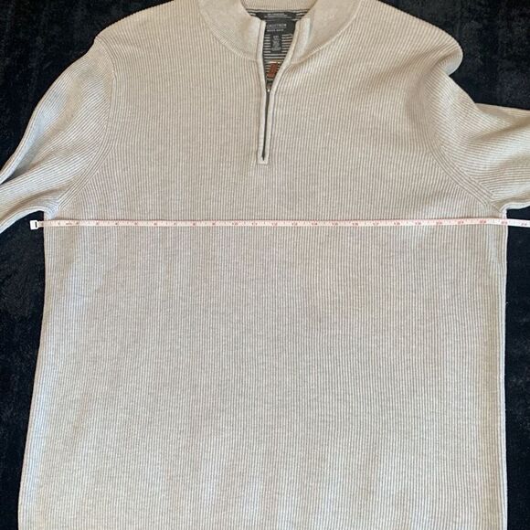 Nordstrom Mens Shop XXL Tall Cream Quarter Zip Ribbed Sweater - Picture 6 of 10